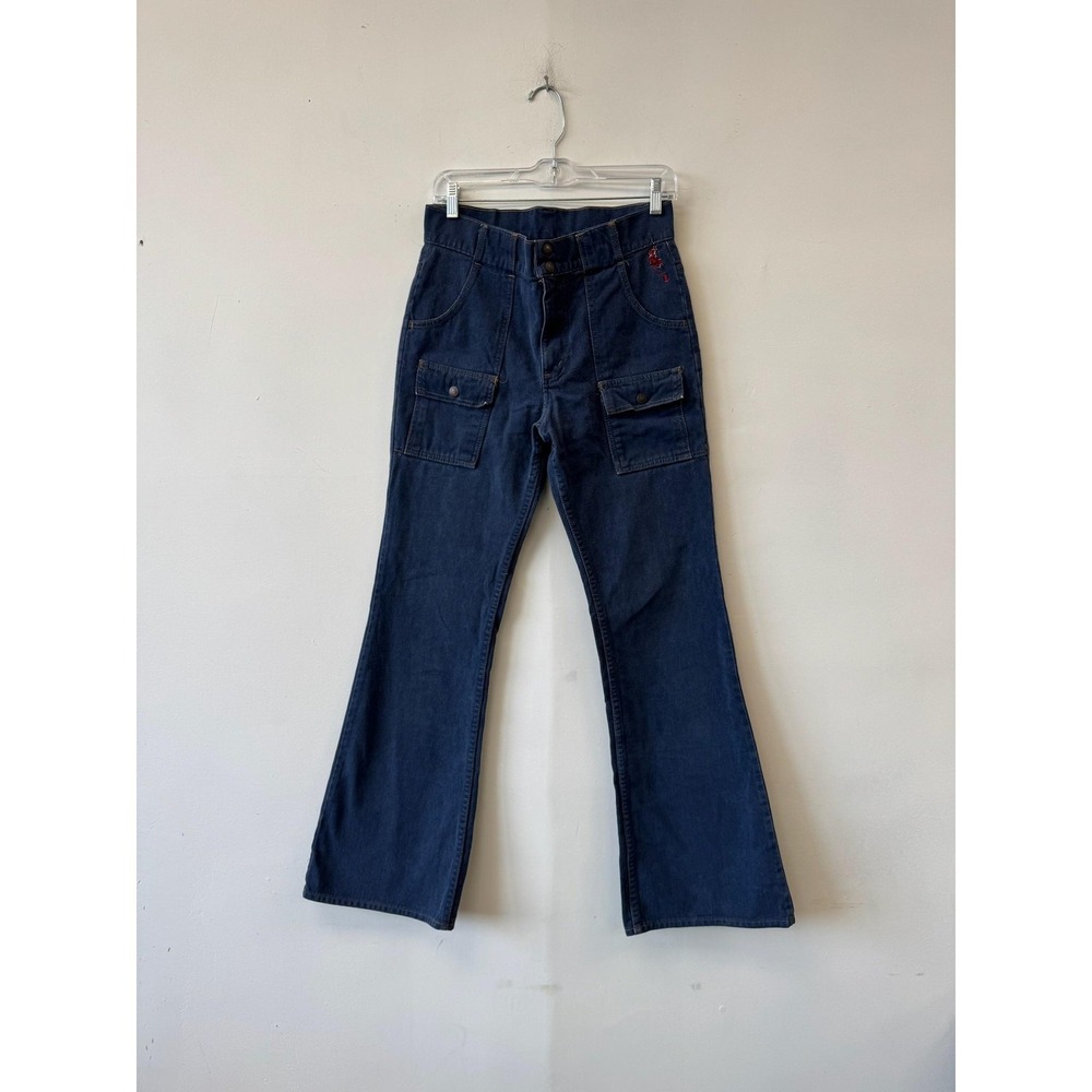 Vintgae Levis 676 Medium‎ 30x31 FlareB lue High Rise Cargo Cotton Denim 70s